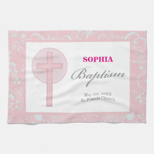 Mädchen mit rosa Spitze Taufe Handtuch