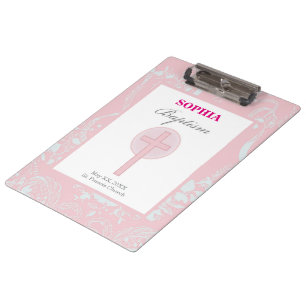 Mädchen mit rosa Spitze Taufe Klemmbrett