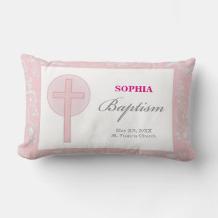 Mädchen mit rosa Spitze Taufe Lendenkissen