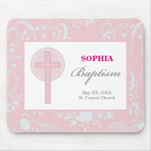 Mädchen mit rosa Spitze Taufe Mousepad
