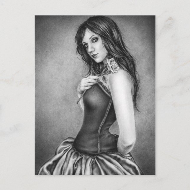 Mädchen mit Rose Postkarte (Vorderseite)