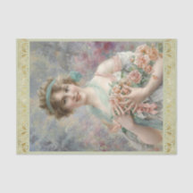 Mädchen mit Rose von Emile Vernon, Decoupage