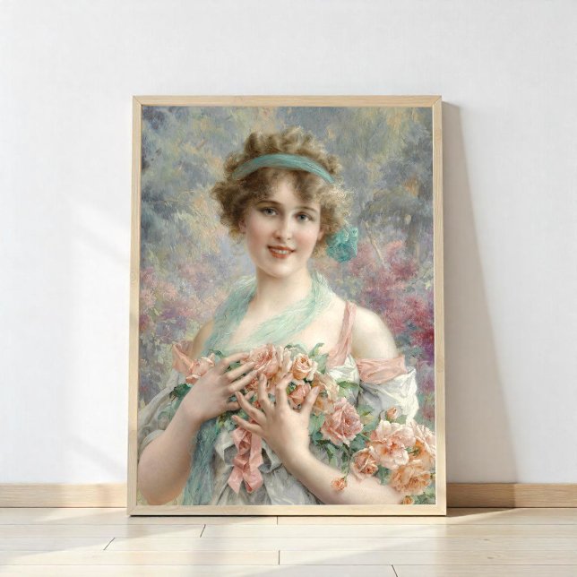 Mädchen mit Rose von Emile Vernon Fotodruck (Von Creator hochgeladen)
