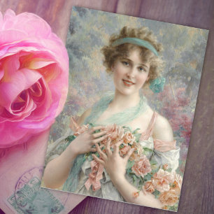 Mädchen mit Rose von Emile Vernon Postkarte