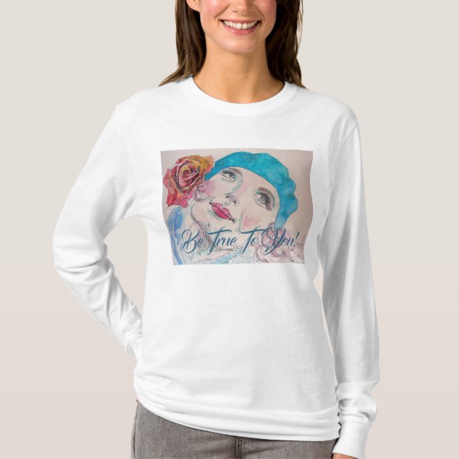 Mädchen mit Rote Rose Beret wahr sein, dass Sie im T-Shirt (Vorderseite)