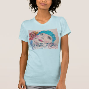 Mädchen mit Rote Rose Beret wahr sein, dass Sie im T-Shirt