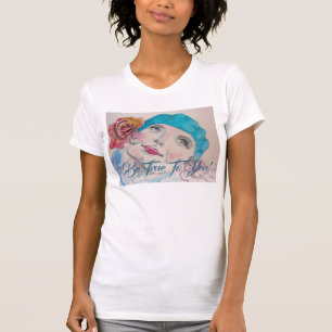 Mädchen mit Rote Rose Beret wahr sein, dass Sie im T-Shirt