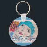 Mädchen mit Rote Rose sind wahr, um Sie Button-Tas Schlüsselanhänger<br><div class="desc">Mädchen mit Rote Rose Beret wahr sein,  um Sie Button Schlüsselring. Ein schönes und praktisches Geschenk! Entworfen aus einem meiner originalen Aquarellbilder!</div>