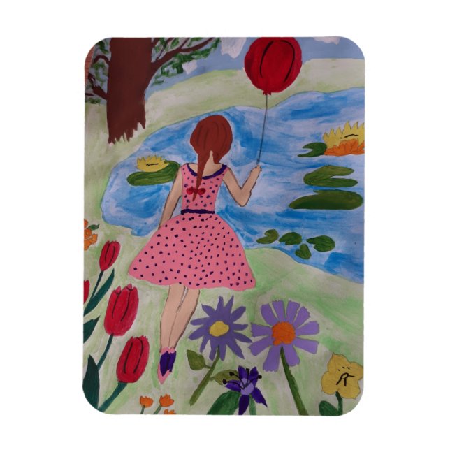 Mädchen mit rotem Ballon Flexible Foto Magnet (Vertikal)