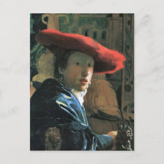 Mädchen mit rotem Hut von Johannes Vermeer Postkarte