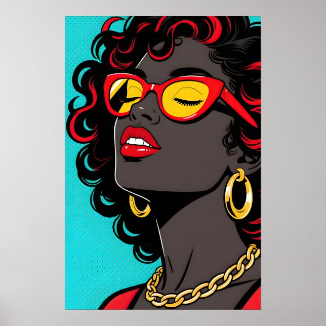 Mädchen mit roten Lippen Pop Art Poster (Vorne)