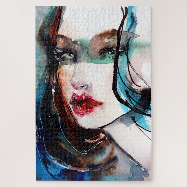 Mädchen mit roten Lippen Puzzle (Vertikal)