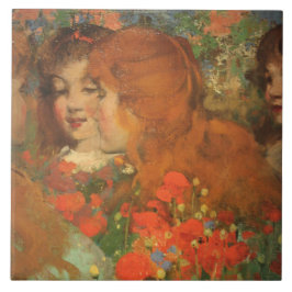 Mädchen mit roten Pfoten (von George Henry) Fliese