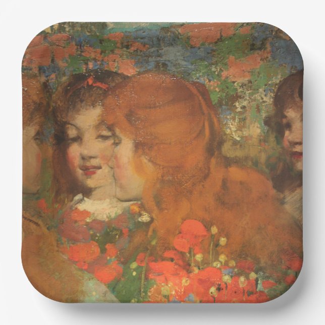 Mädchen mit roten Pfoten (von George Henry) Pappteller (Vorderseite)