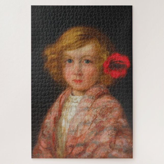 Mädchen mit roter Blume im Haar Puzzle (Vertikal)