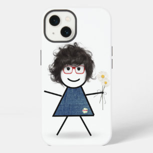 Mädchen mit roter Brille und Gänseblümchen iPhone 13 Hülle