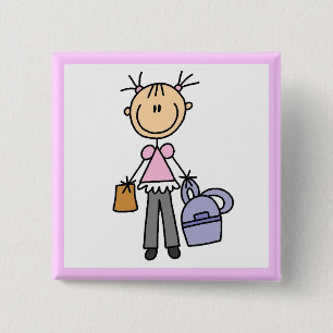 Mädchen mit Rucksack Button