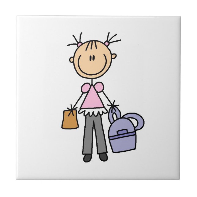 Mädchen mit Rucksack Fliese (Vorderseite)