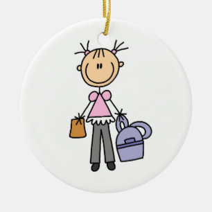 Mädchen mit Rucksack Keramikornament