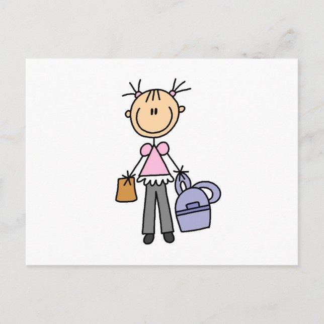 Mädchen mit Rucksack Postkarte (Vorderseite)
