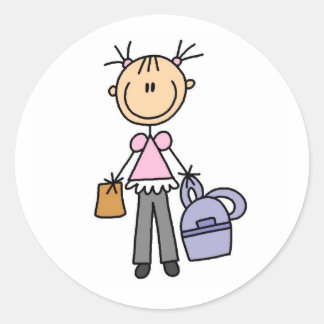 Mädchen mit Rucksack Runder Aufkleber
