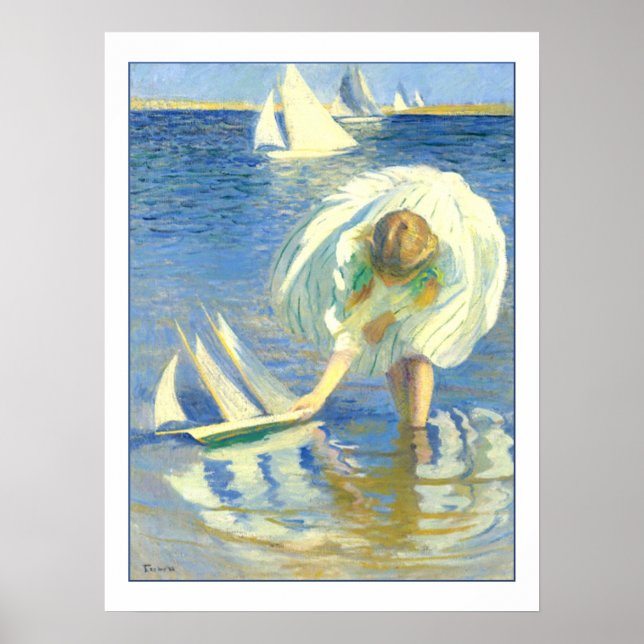 Mädchen mit Sailboat von Edmund Charles Tarbell Poster (Vorne)