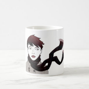 mädchen mit Schal zerteilt Tasse
