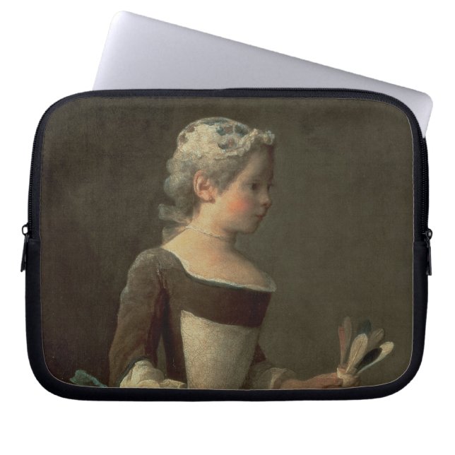 Mädchen mit Schläger und Shuttlecock Laptopschutzhülle (Vorderseite)