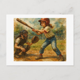 Mädchen mit Schlagholz, Postkarte