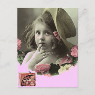 Mädchen mit Schlapphut Postkarte