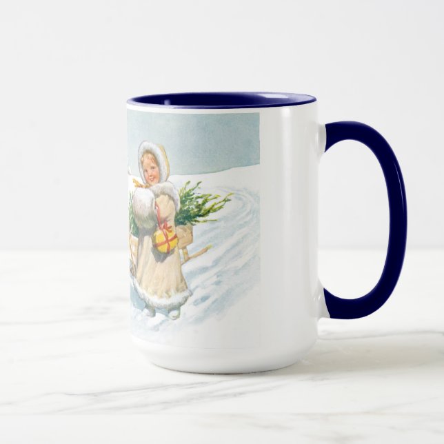 Mädchen mit Schlitten Tasse (Rechts)