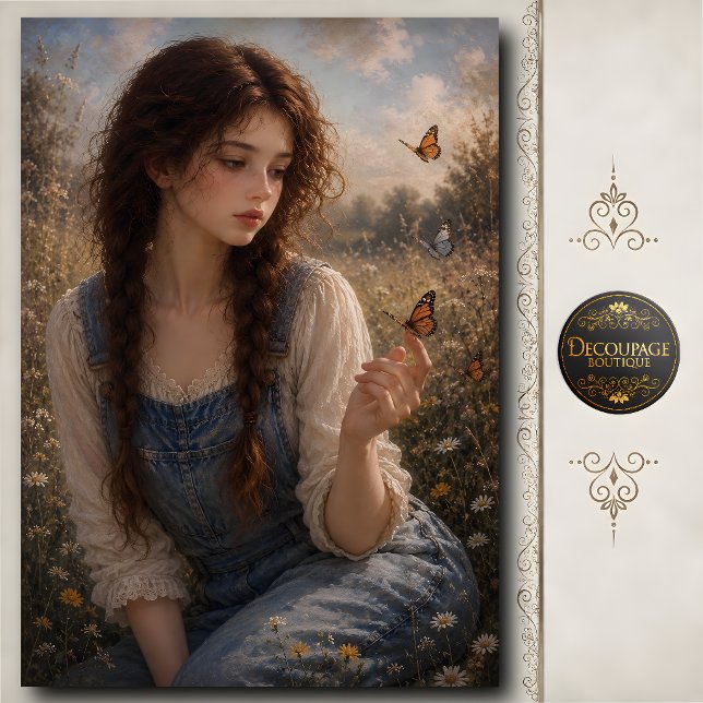 Mädchen mit Schmetterling auf dem Finger Seidenpapier (Girl with Butterfly on Finger Tissue Paper)