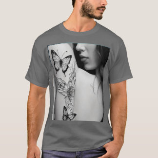 Mädchen mit Schmetterling und Blumendesign T T-Shirt