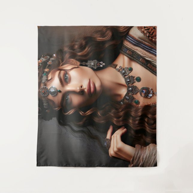 Mädchen mit Schmuck Wandteppich (Vorderseite)