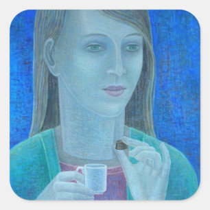 Mädchen mit Schokolade 2011 Quadratischer Aufkleber