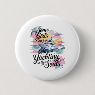 Mädchen mit Segel-Seelen Boot Königin Party Kreuzf Button
