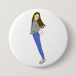 Mädchen mit sonnigen Schwänzen Button