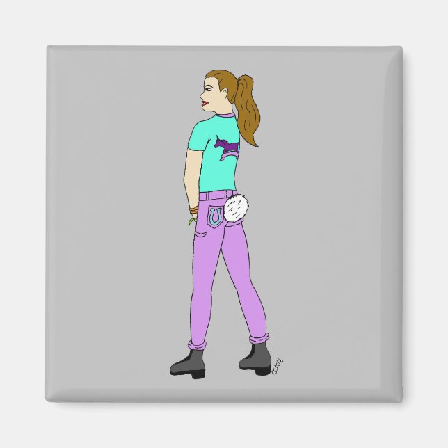 Mädchen mit sonnigen Schwänzen Magnet (Vorne)