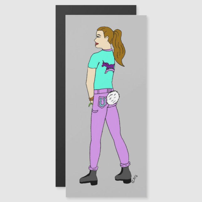 Mädchen mit sonnigen Schwänzen Magnetkarte (Vorne/Hinten)