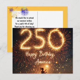 Mädchen mit Sparklern für Amerikas 250. Geburtstag Postkarte