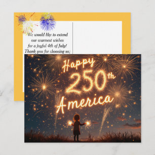 Mädchen mit Sparklern für Amerikas 250. Geburtstag Postkarte