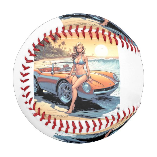 Mädchen mit Sportwagen Baseball (Vorderseite Links)