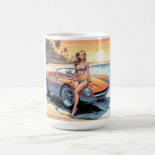 Mädchen mit Sportwagen Kaffeetasse