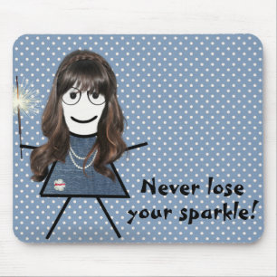 Mädchen mit Stäbchen und Wunderkerze auf Punkten Mousepad