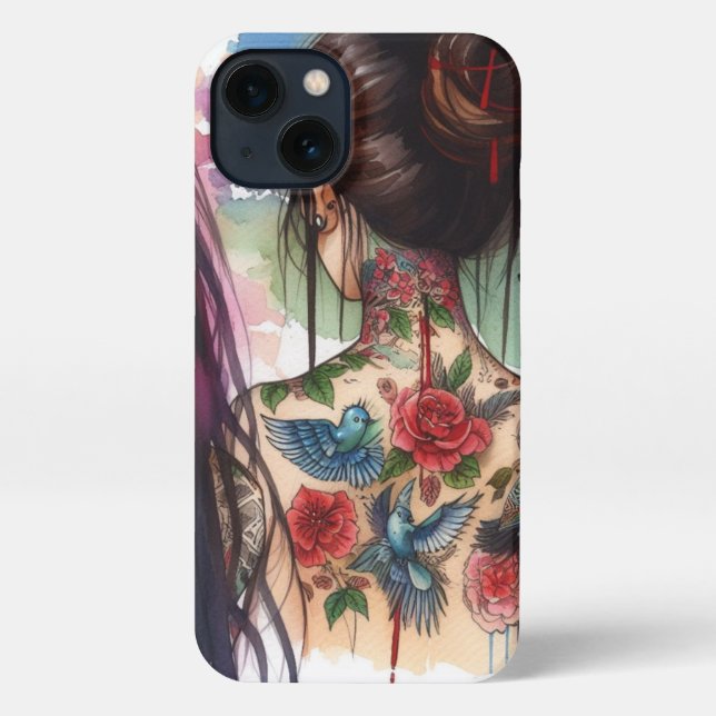 Mädchen mit Tattoos iPhone Case Hülle (Rückseite)