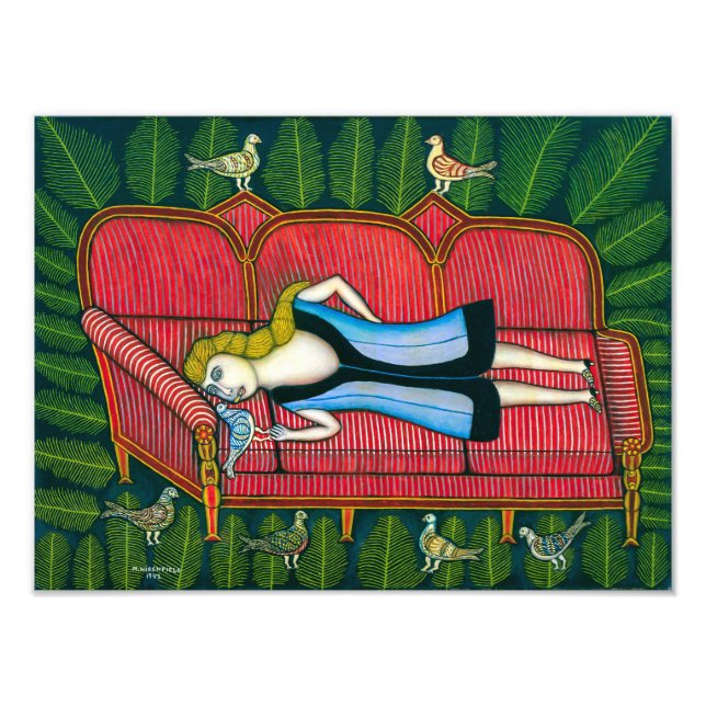 Mädchen mit Tauben | Morris Hirshfield | Fotodruck (Vorne)