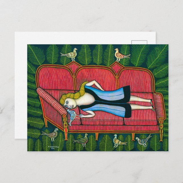 Mädchen mit Tauben | Morris Hirshfield | Postkarte (Vorne/Hinten)