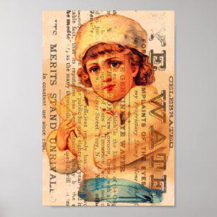 Mädchen mit Taubenwerbung Digitale Kunst Poster