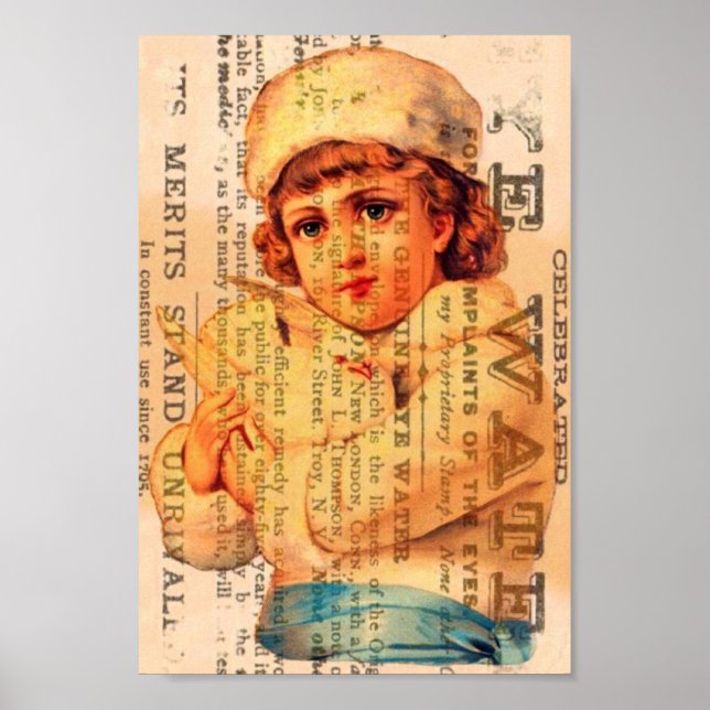 Mädchen mit Taubenwerbung Digitale Kunst Poster (Vorne)