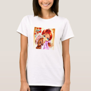 Mädchen mit Teddybär T-Shirt